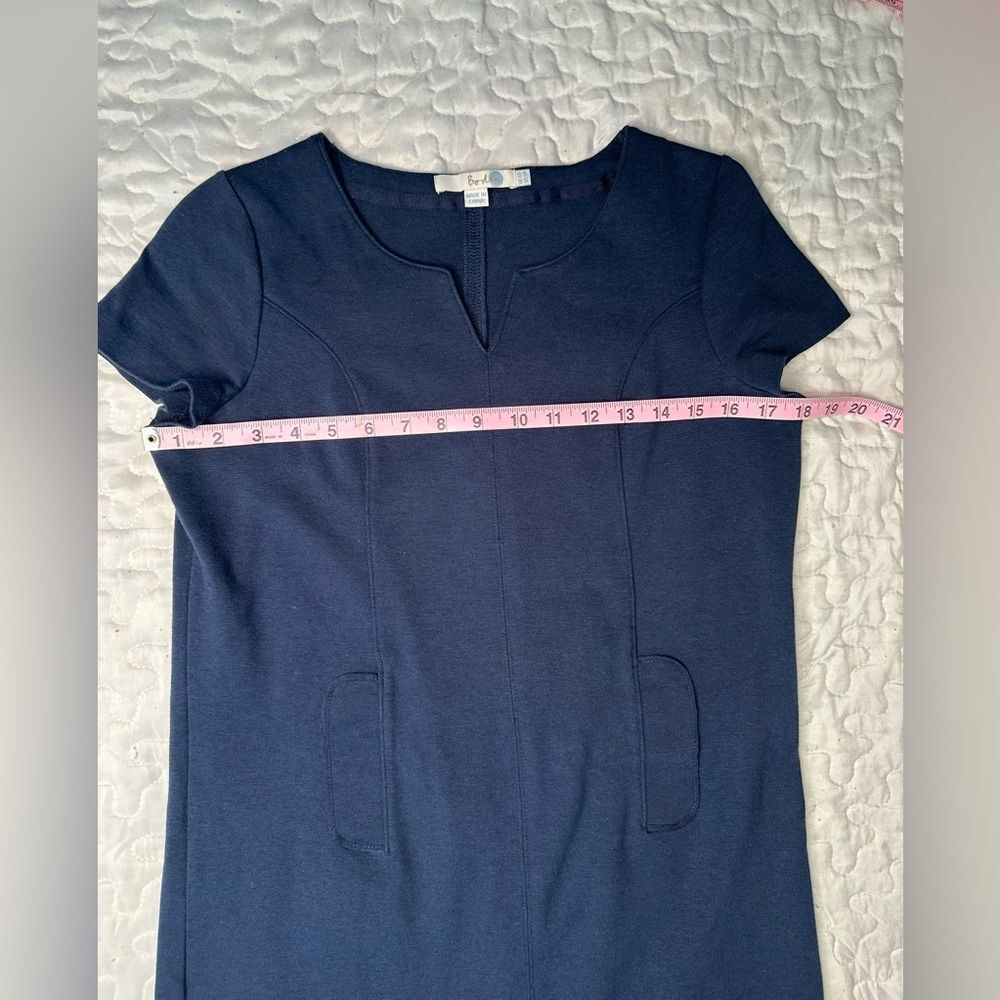 Boden Navy Sheath Dress Size 8 Mod Minimalist Short Sleeve Notch Neck Retro - Picture 8 of 11